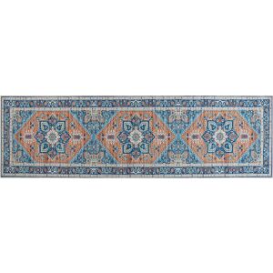 Beliani - Hallway Runner Rug Oriental Pattern 60 x 200 cm Blue and Orange Ritapuram - Blue