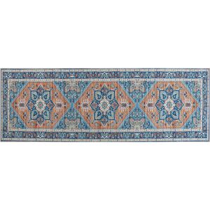 Beliani - Hallway Runner Rug Oriental Pattern 70 x 200 cm Blue and Orange Ritapuram - Blue