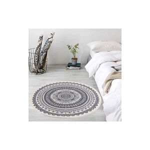 Pesce - Hand Woven Cotton Round Rug Machine Washable Hand Woven Floor Mat with Tassel for Home Kitchen Living Room Bedroom Diameter 120cm