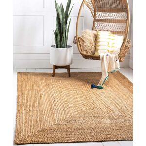 LORD OF RUGS Hand Woven Jute Braided 4200 Natural Small Rug 90 x 150 cm (3x5') Rectangle Carpet