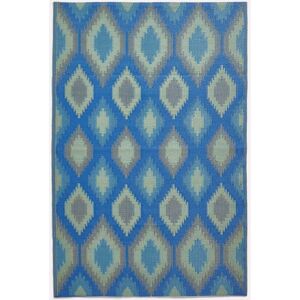 Homescapes - Amber Ikat Green & Blue Outdoor Rug, 120 x 180 cm - Blue & Green