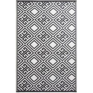 Homescapes - Black and White Geometric Design Reversible Outdoor Rug - Black & White