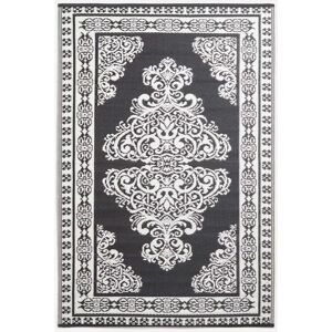 Homescapes - Black and White Motif Design Reversible Outdoor Rug - Black & White