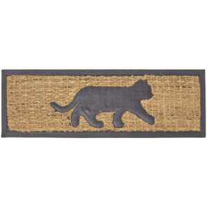 Homescapes - Black Cat Silhouette Non-Slip Coir Doormat - Black