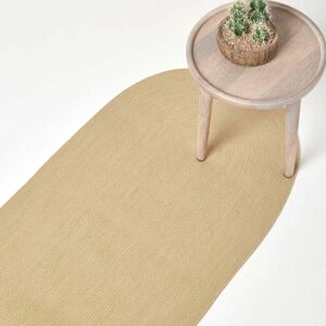 Homescapes - Linen Handmade Woven Braided Oval Rug, 66 x 200 cm - Natural