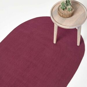 Homescapes - Plum Handmade Woven Braided Oval Rug, 50 x 80 cm - Purple