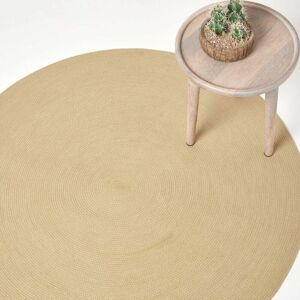 Homescapes - Linen Handmade Woven Braided Round Rug, 120 cm - Natural