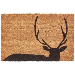 Homescapes - Black Stag Silhouette Non-Slip Coir Doormat - Blue