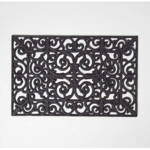 Homescapes - Black Wrought Iron Effect Parisian Rubber Doormat 70 x 40 cm - Black