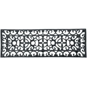 Homescapes - Black Wrought Iron Effect Parisian Rubber Doormat 75 x 25cm - Black