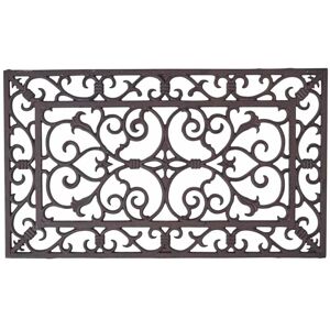 Homescapes - Cast Iron Door Mat Brown Rectangular Parisian Design - Brown