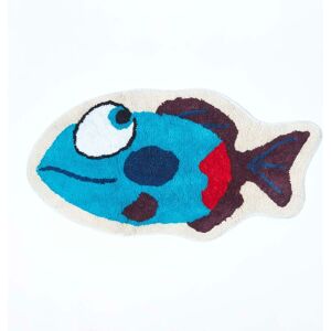 Homescapes - Cotton Tufted Washable Blue Fish Children Rug - Blue