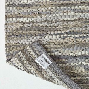 Homescapes - Denver Leather Woven Rug Grey, 90 x 150 cm - Grey