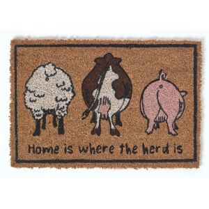 Homescapes - Farm Animal Coir Non-Slip Doormat - Multi