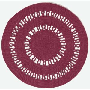 Homescapes - Plum Crochet Braided Rug 70cm Round - Purple