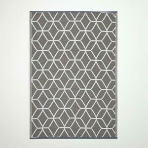 Homescapes - Grey and White Geometric Pattern Reversible Outdoor Rug - Grey