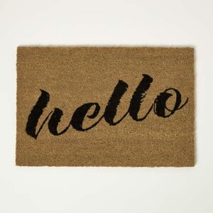 Homescapes - Hello Coir Doormat 60 x 40 cm - Black & Brown