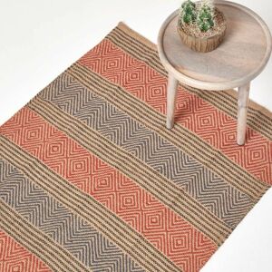 Homescapes - Multicolour Geometric Patterned Jute Rug, 150 x 240 cm - Multi Colour