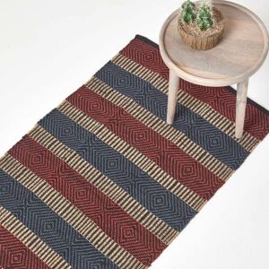 Homescapes - Multicolour Striped Jute Rug, 66 x 200 cm - Multi Colour