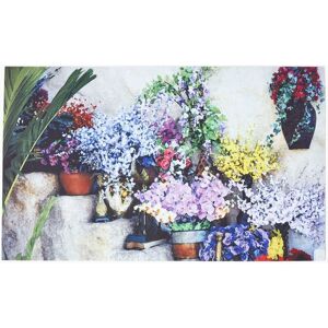 Homescapes - Recycled Rubber Printed Flowers Doormat - Multi Colour