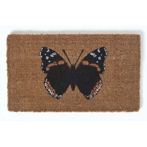 Red Admiral Butterfly Coir Non-Slip Door Mat - Natural - Homescapes