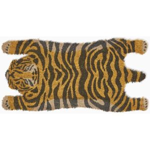 Homescapes - Tiger Shaped Coir Animal Print Non-Slip Doormat - Orange