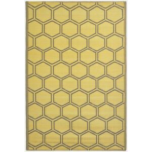 Homescapes - Yellow Outdoor Rug with Honeycomb Pattern, 182 x 122 cm - Yellow