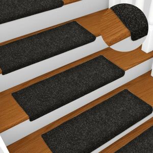 Hommoo - Stair Mats 10 pcs Black 65x25 cm Needle Punch