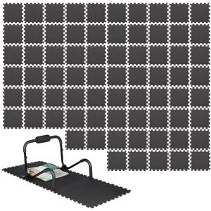 Set 72 Interlocking Floor Protective Mats, 30 x 30 cm each, 6.4m², Surface Protection, Sound-absorbing, Black - Relaxdays