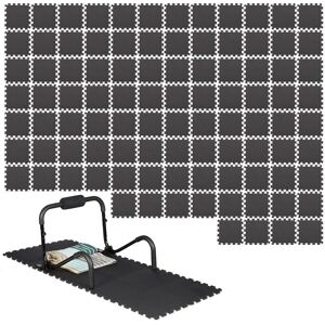 Set 96 Interlocking Floor Protective Mats, 30 x 30 cm each, 8.6m², Surface Protection, Sound-absorbing, Black - Relaxdays