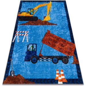 RUGSX Junior 51827.803 washing carpet Truck, excavator for children anti-slip - blue blue 200x290 cm