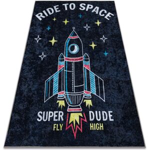 RUGSX Junior 52069.801 washing carpet Space, rocket for children anti-slip - black multicolour 200x290 cm