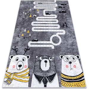 RUGSX Junior 52107.801 washing carpet Bears, animals, streets for children anti-slip - grey grey 200x290 cm