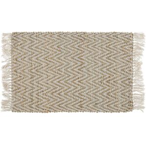 BELIANI Hand Woven Jute and Cotton Runner Rug Beige Fringe Boho Rustic Hallway Afrin - Beige