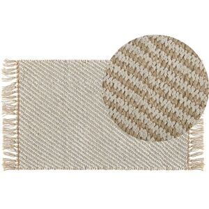 BELIANI Hand Woven Jute Cotton Runner Rug Beige 50 x 80 cm Boho Hallway Bedroom Aladag - Beige