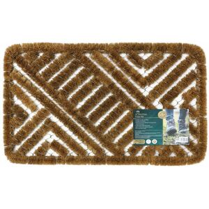 JVL - Boston Natural Coir Steel Scraper Outdoor Entrance Door Mat, 39 x 59 cm