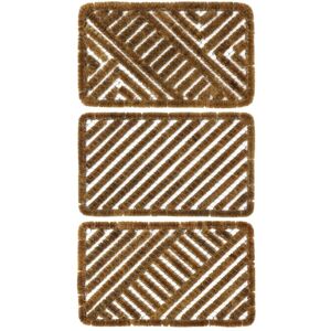 JVL - Boston Natural Coir Steel Scraper Outdoor Entrance Floor Door Mat, 45 x 75 cm