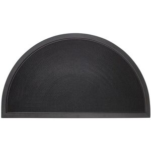 JVL Sesia Rubber Stud Outdoor Scraper Door Mat, 40 x 70cm, Black Half Moon