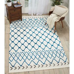 NOURISON Kamala DS500 White Blue 119cm x 180cm Rectangle - Blue and Ivory