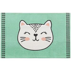 BELIANI Rectangular Small Area Rug Kids Room Nursery Cat Design 60 x 90 cm Green Howrah - Green