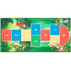 Beliani - Kids Rug Green Polyester Small Runner Hopscotch Print Mat 80x150 cm Babadag - Multicolour