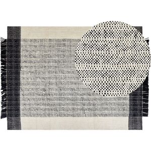 Beliani - Living Room Area Rug Wool Decorative Tassels 160 x 230 cm White and Black Ketenli - White