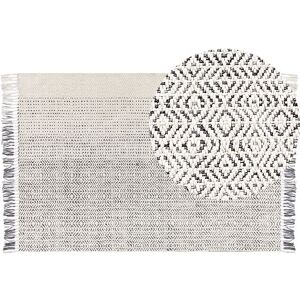 Beliani - Living Room Area Rug Wool Decorative Tassels 160 x 230 cm White and Grey Omerli - White