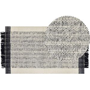 Beliani - Living Room Area Rug Wool Decorative Tassels 80 x 150 cm White and Black Ketenli - White