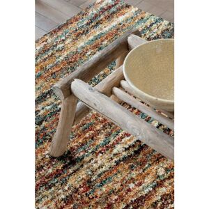 HOMESPACE DIRECT Mehari Multi Stripes 240x340cm Large Rug Carpet Thick Pile Rugs Living Room Bedroom - Multicoloured