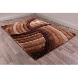 Lord Of Rugs - Modern 3D Carved Mumbai Soft Fluffy Shaggy Rug in Chocolate 80 x 150 cm (2'6'x5'0')