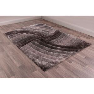 Lord Of Rugs - Modern 3D Carved Mumbai Soft Fluffy Shaggy Rug in Grey 60 x 110 cm (2'x3'7')