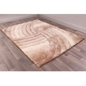 Lord Of Rugs - Modern 3D Carved Mumbai Soft Fluffy Shaggy Rug in Natural 60 x 110 cm (2'x3'7')