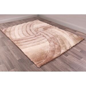 Lord Of Rugs - Modern 3D Carved Mumbai Soft Fluffy Shaggy Rug in Natural 120 x 170 cm (4'x5'6')