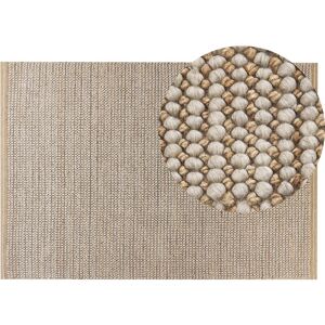 BELIANI Modern Area Rug Wool Handwoven 140 x 200 cm Beige Loop Pile Banoo - Beige